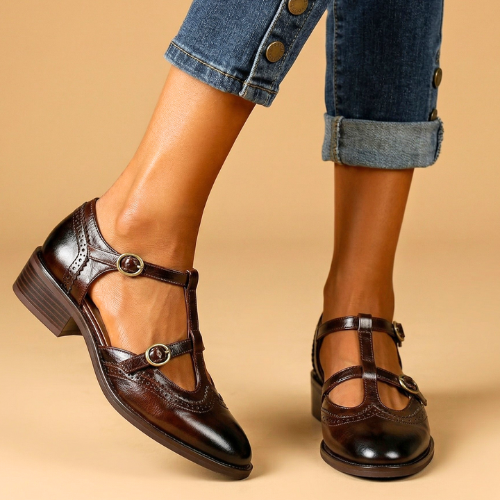 Anieka - T Strap Brogue Mary Jane Shoes