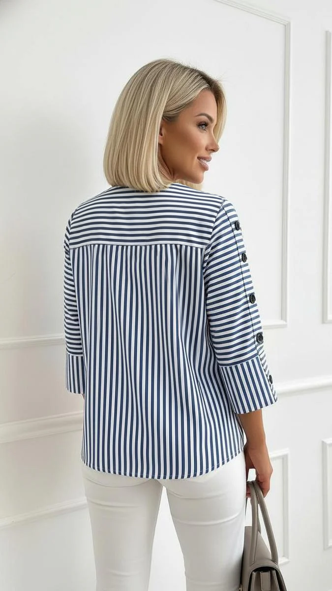 Eleesa - Comfortable Striped Blouse