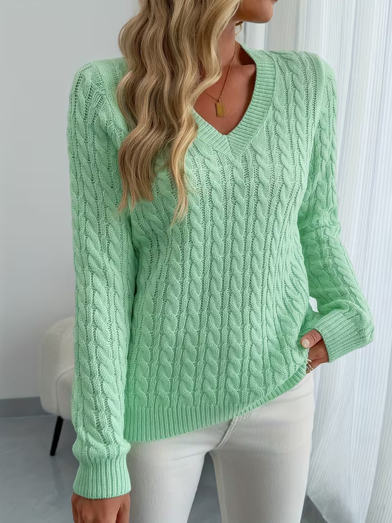 Lenea - Cable Knit Long Sleeve Sweater