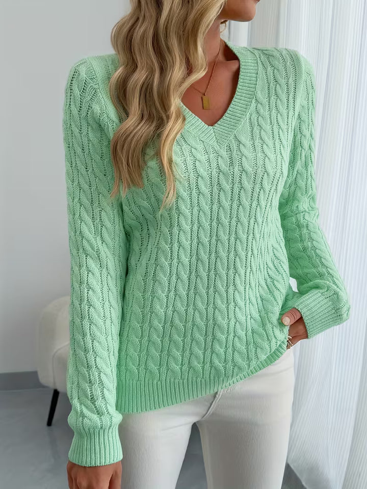 Lenea - Cable Knit Long Sleeve Sweater