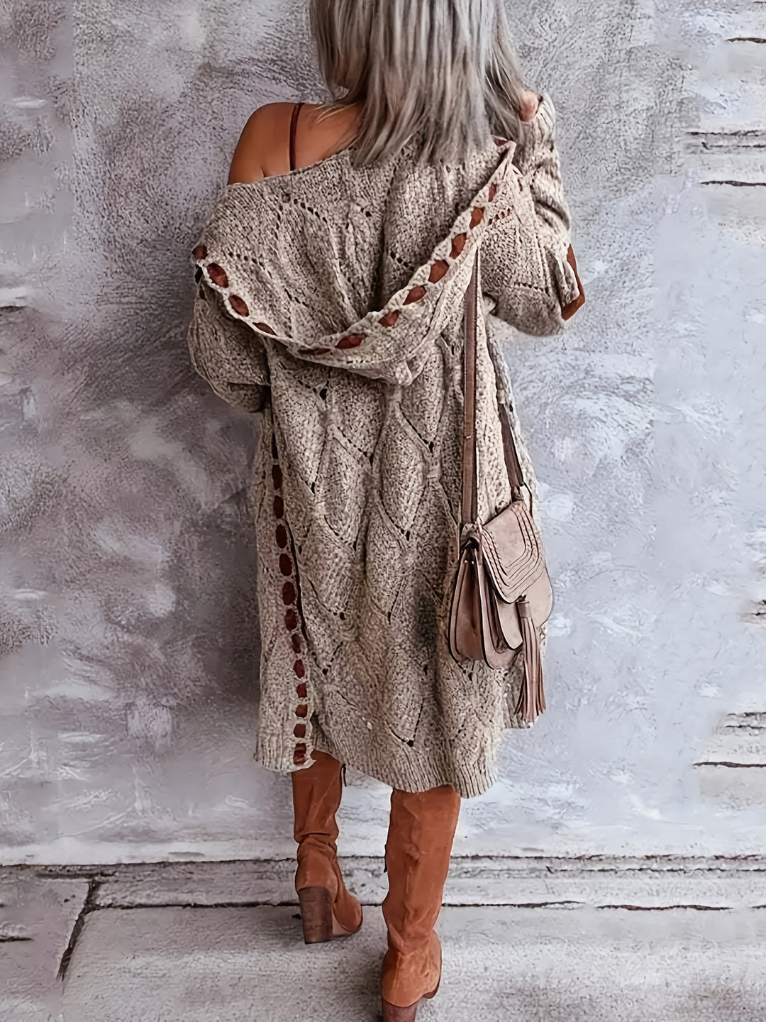 Mohina - Patchwork Knitted Long Cardigan