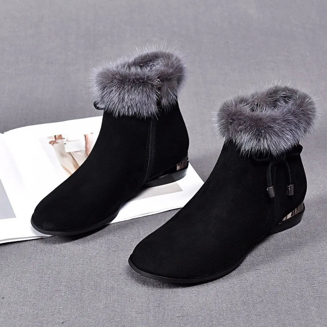Cassily - Fur Trim Ankle Boots