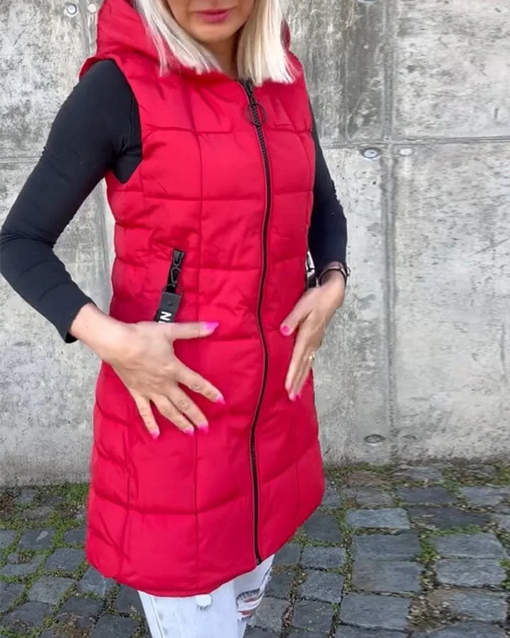 Laruna - Sleeveless Padded Coat With Zipper