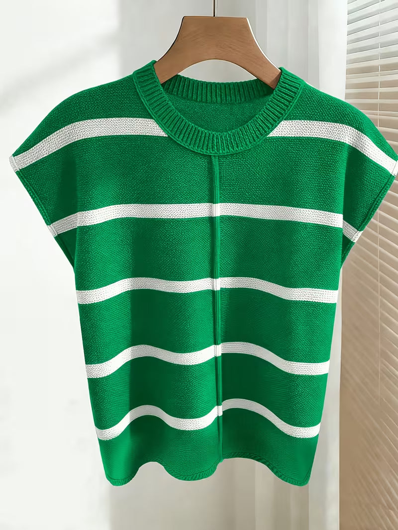 Enila - Round Neck Knitted Striped Sweater