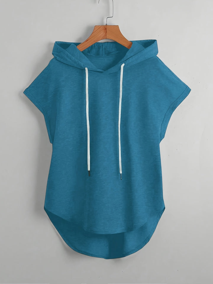 Matthias - Casual Asymmetrical Hem Hooded T-Shirt
