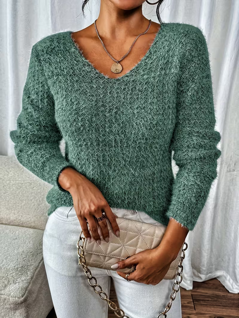 Aderah - Loose Fitting V-Neck Sweater