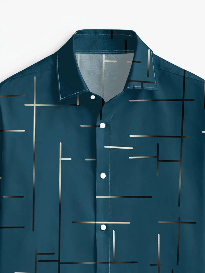 Nerio - Geometric Print Long Sleeve Shirt