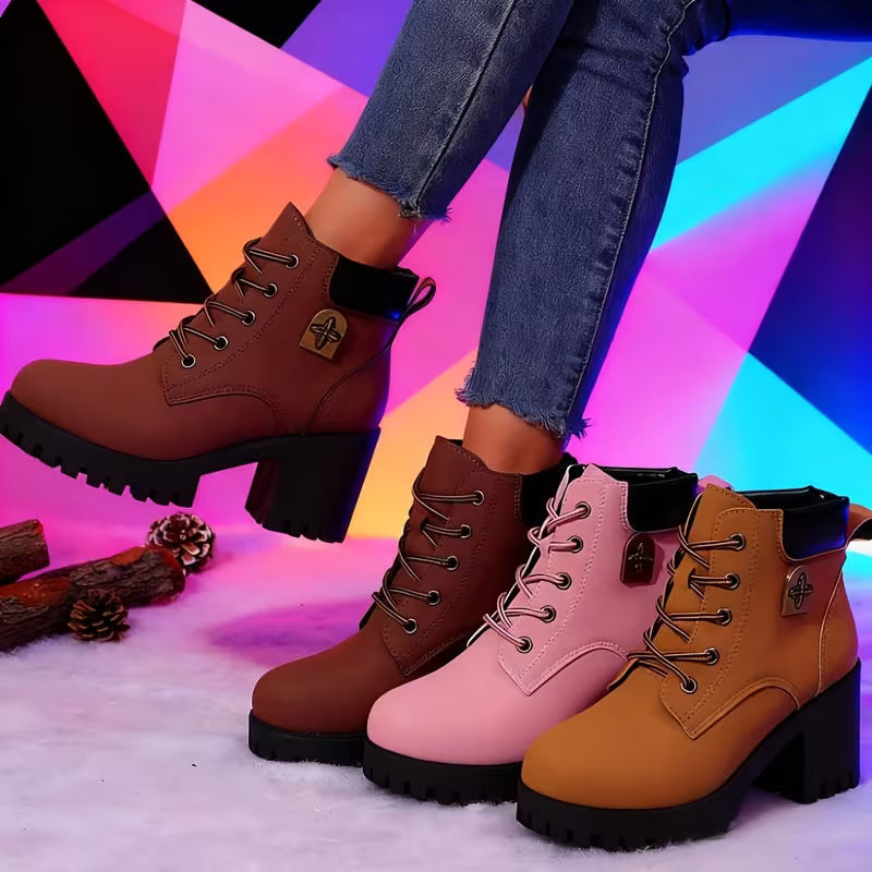 Paletta - Lace-Up Chunky Heel Ankle Boots