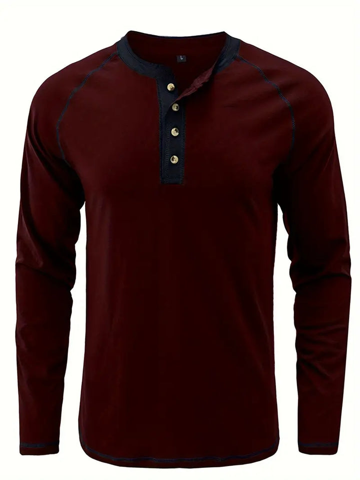 Sharma - Long Sleeve Crew Neck Henley Shirt