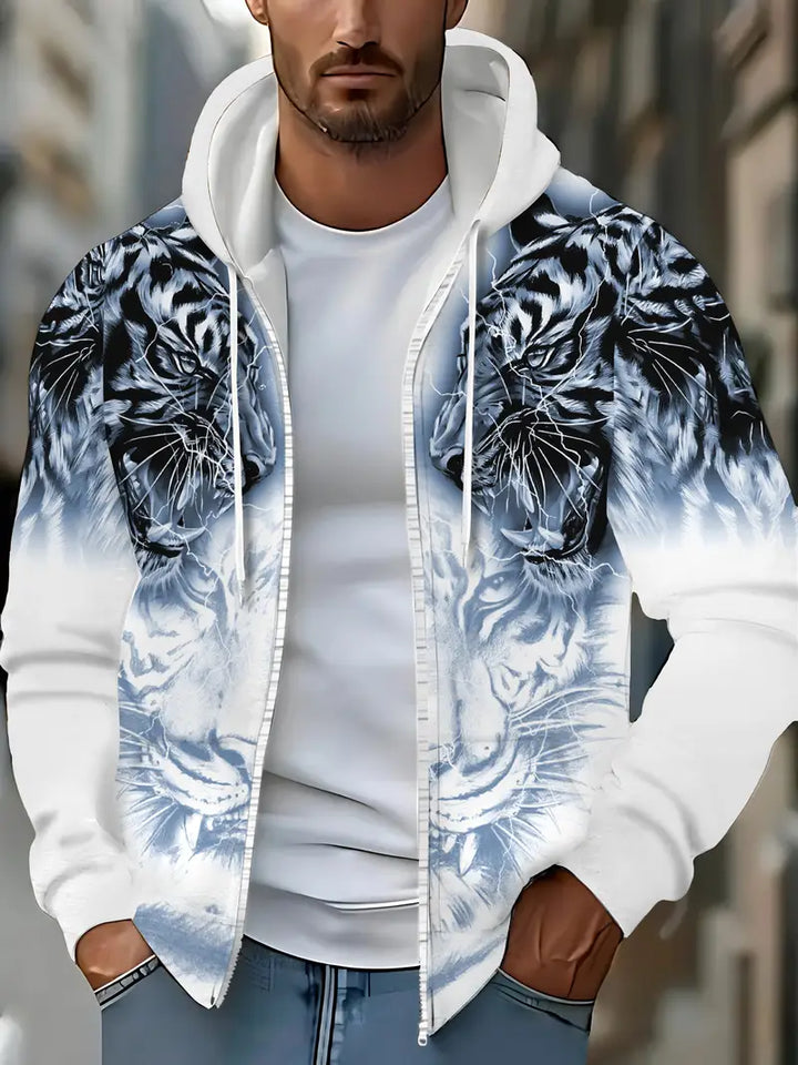 Murillo - Casual Long Sleeve Hoodie Jacket With Tiger Print