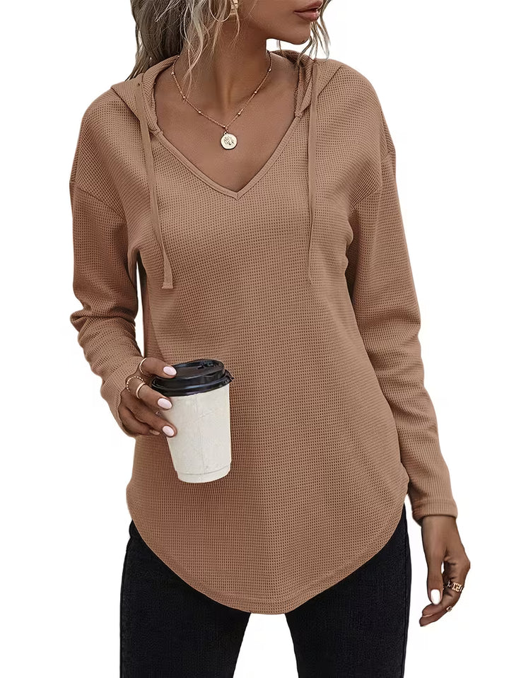 Heydi - Long Sleeve Curved Hem Hooded Sweatshirt