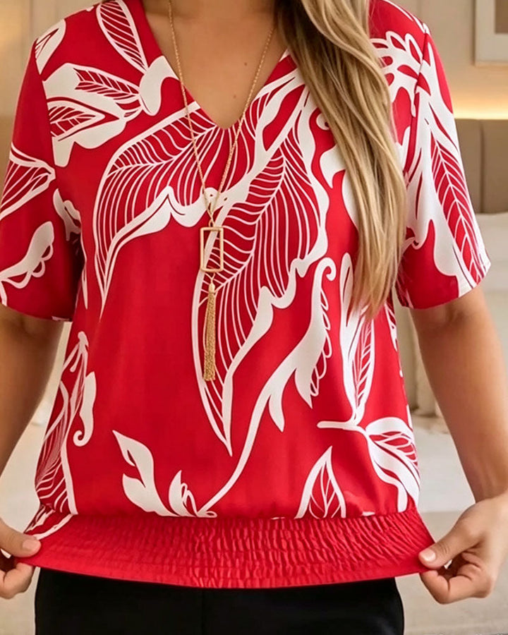 Isheba - Elegant Short Sleeve Blouse