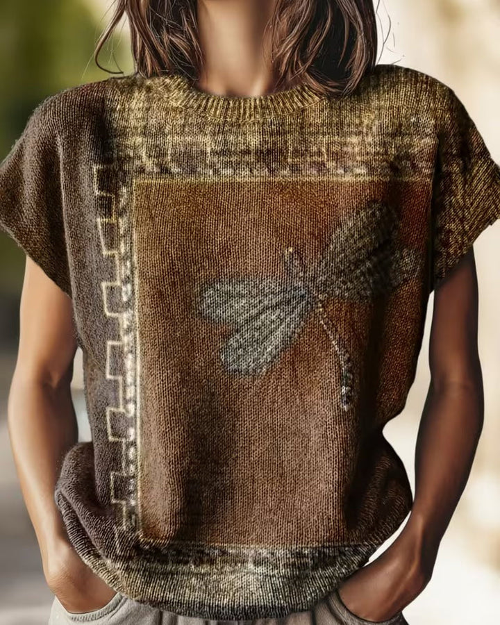 Dyniza - Knitted Sweater With Dragonfly Print