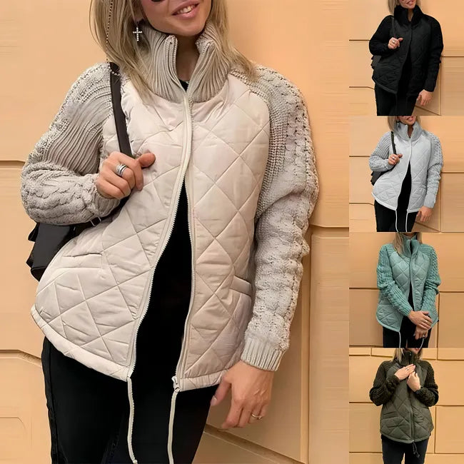 Karoliina - Knitted Patchwork Down Jacket