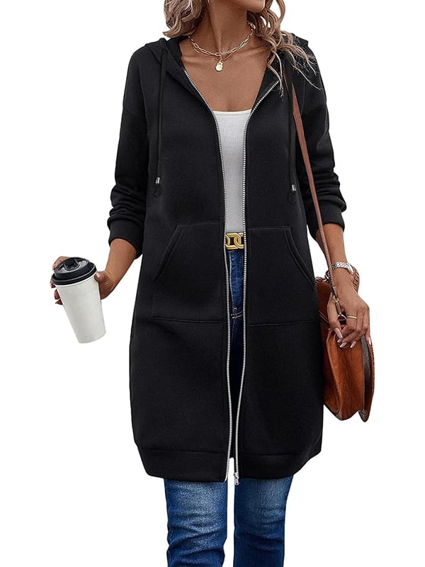 Dfida - Casual Fleece Hoodie WithZip Up