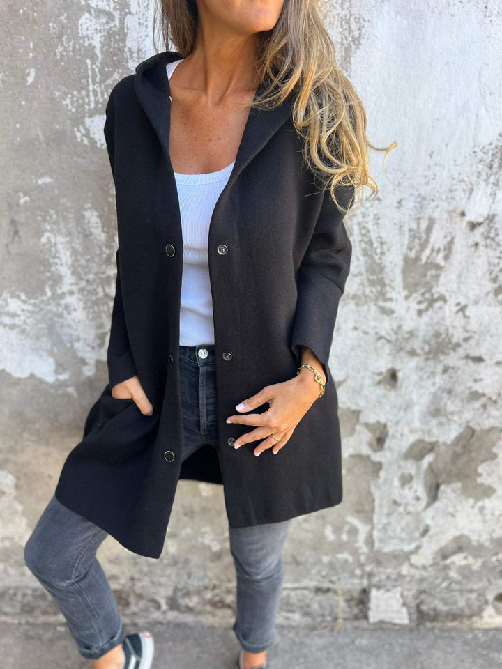 Isolde - Button Front Cardigan with Hood
