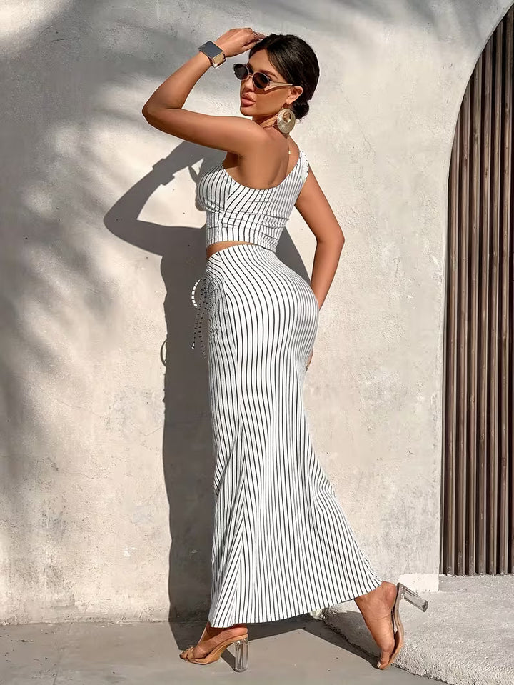 Shaiyla - Elegant Striped Two Piece Set