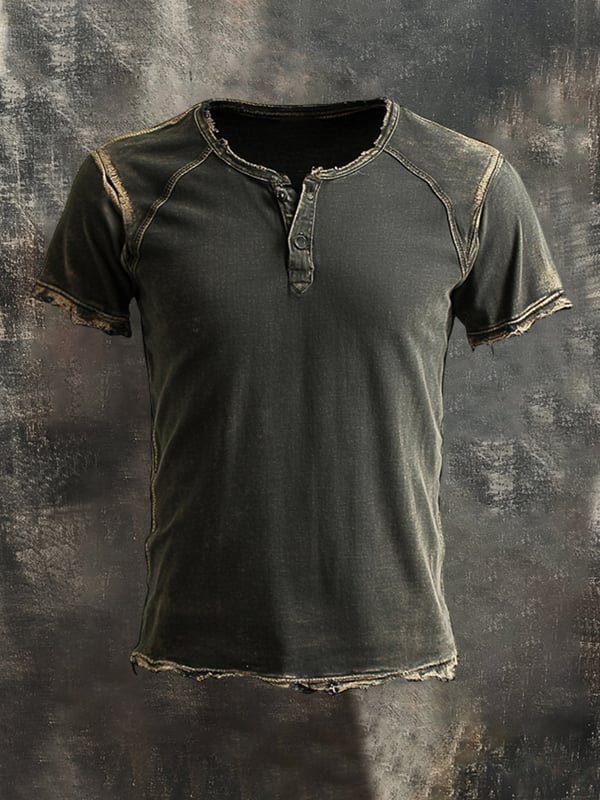 Men's Vintage Washed Distressed Short Sleeve T-Shirt