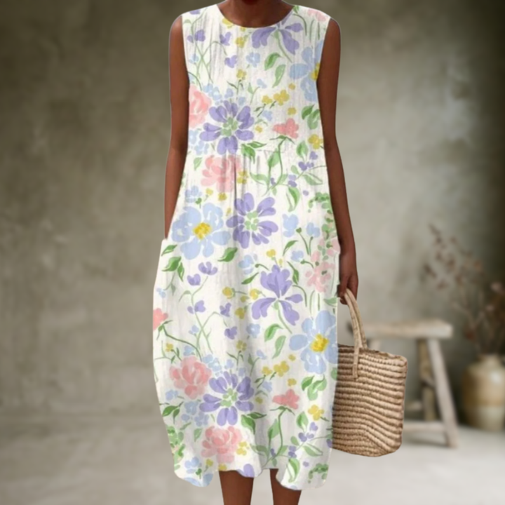 Natia - Sleeveless Cotton Midi Dress