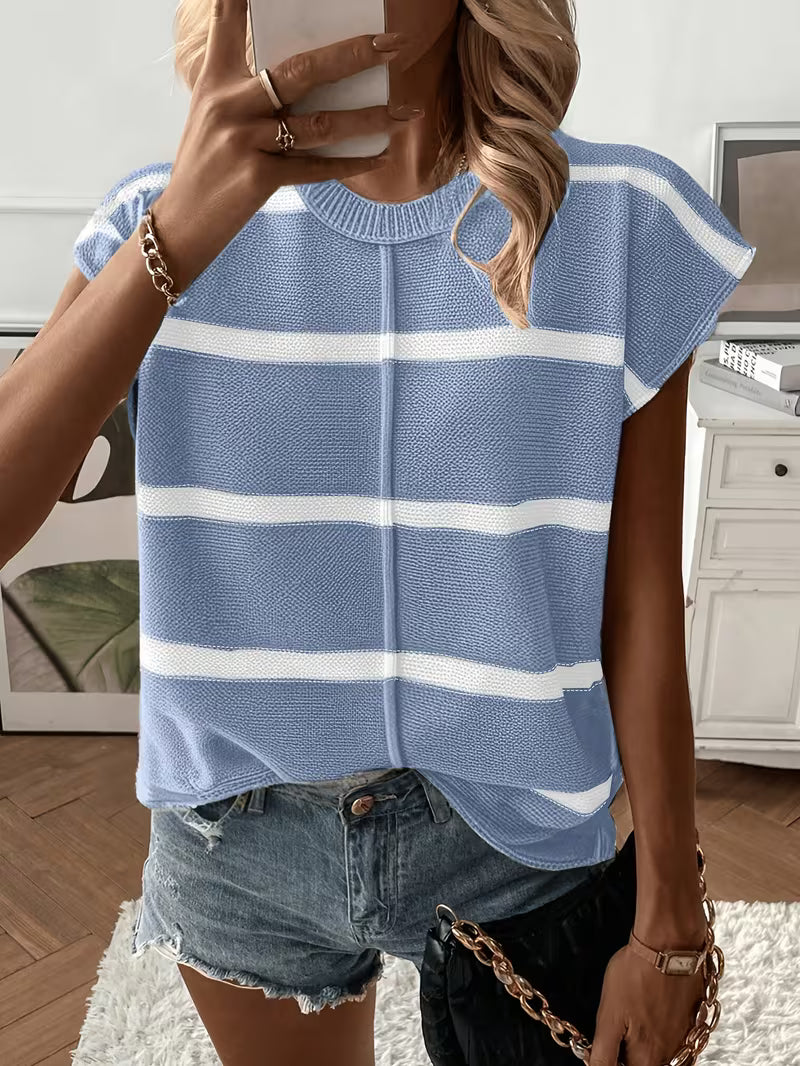 Enila - Round Neck Knitted Striped Sweater
