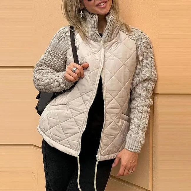 Karoliina - Knitted Patchwork Down Jacket