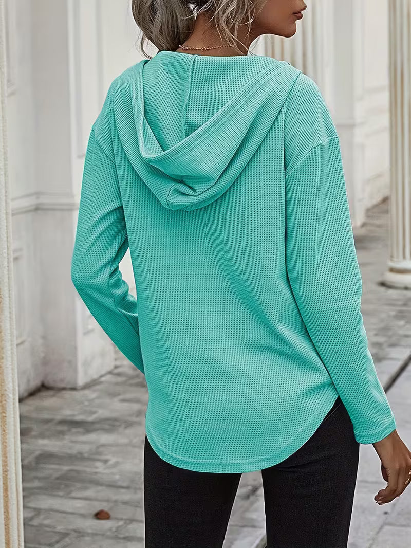 Heydi - Long Sleeve Curved Hem Hooded Sweatshirt