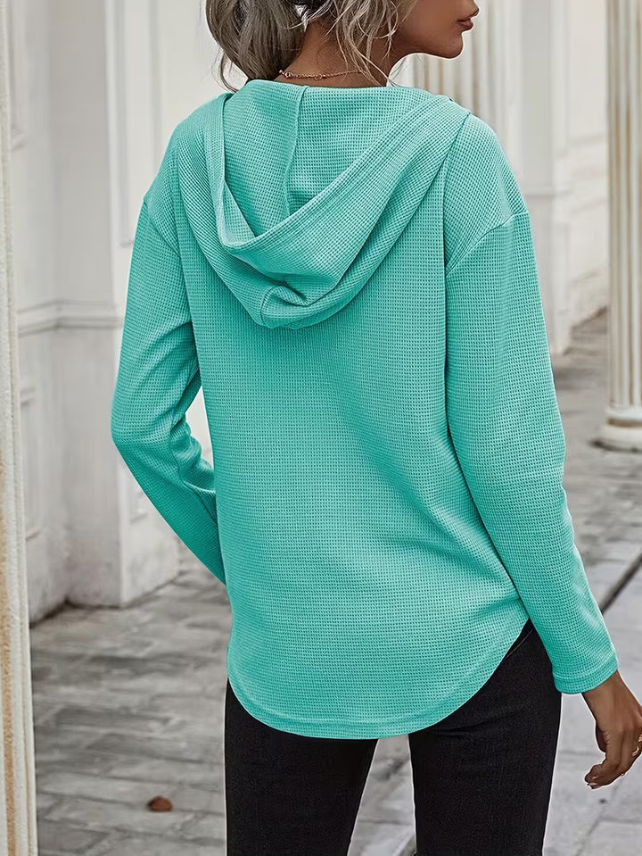 Heydi - Long Sleeve Curved Hem Hooded Sweatshirt