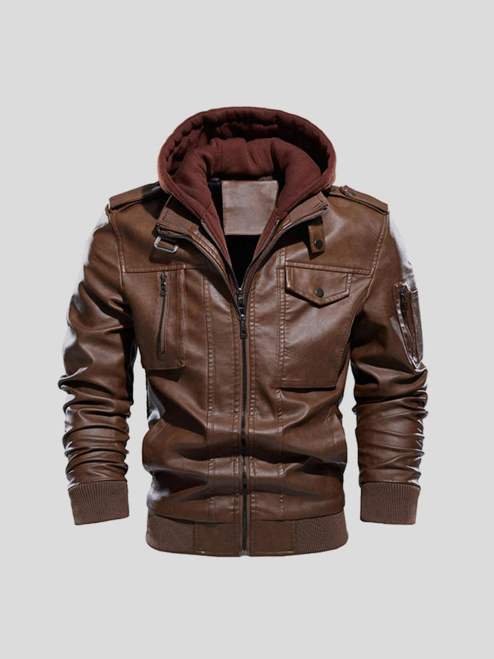 Stratossync - Leather Jacket With Zip Pockets