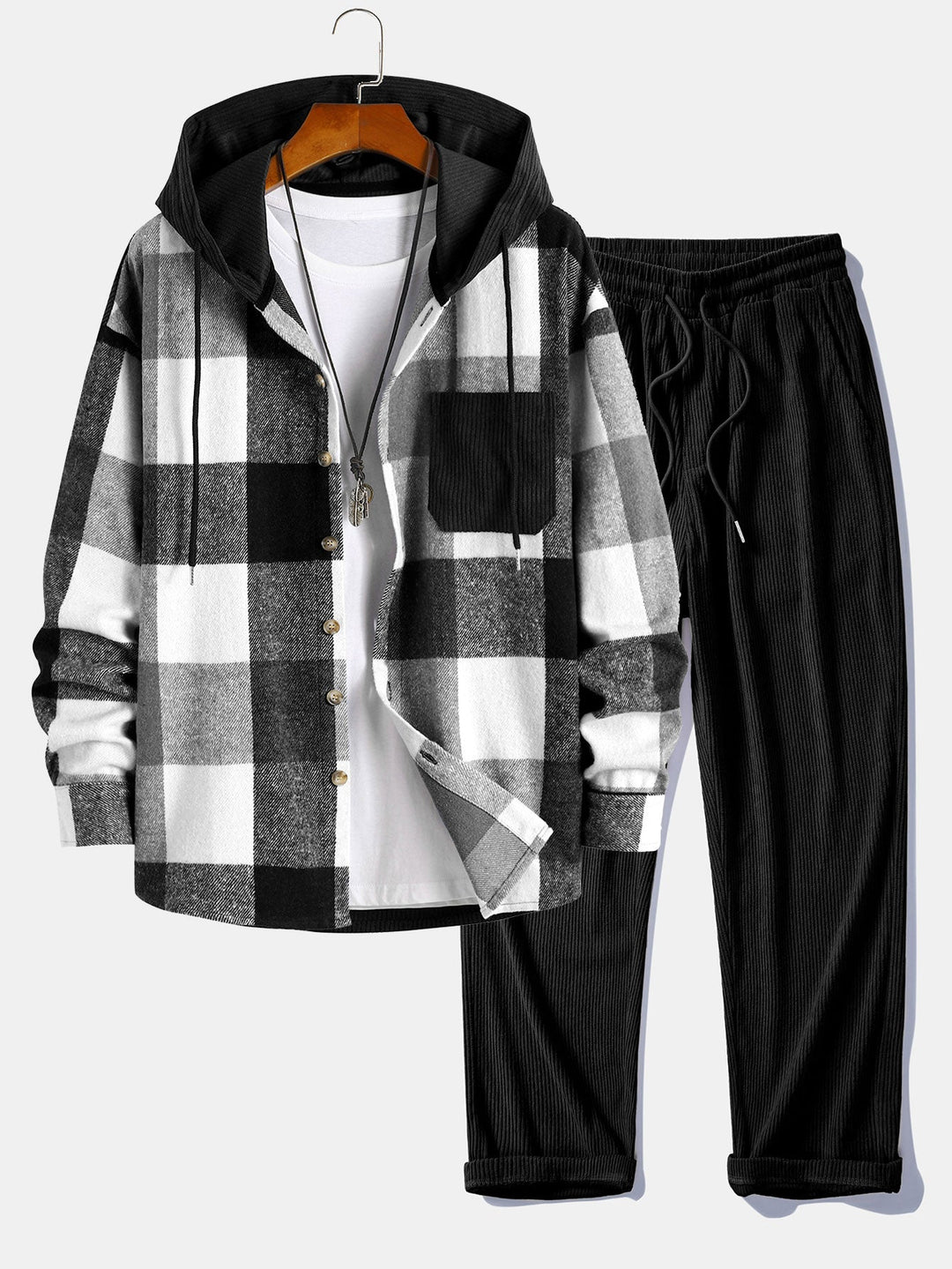Balthazar - Corduroy Patchwork Hoodie and Pants Set