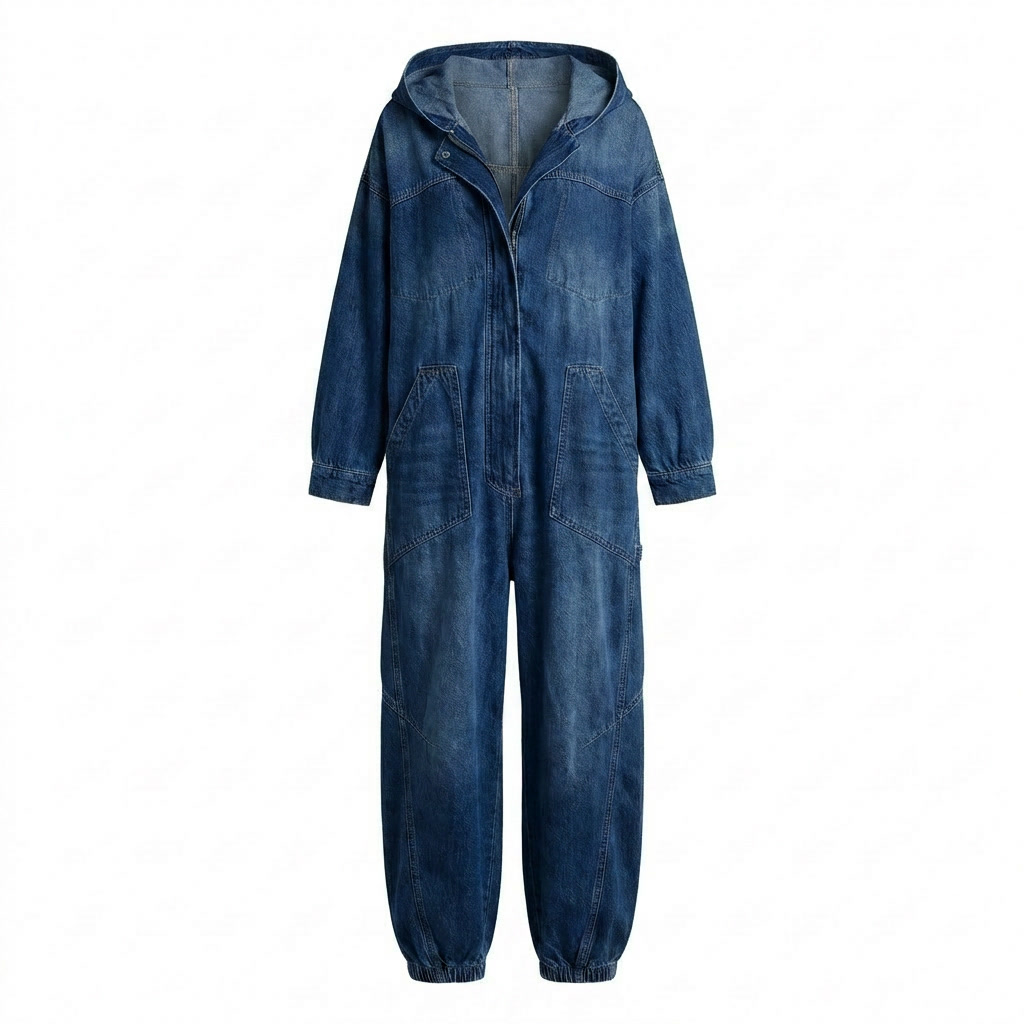 Estielle - Denim Jumpsuit With Hooded