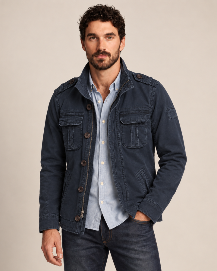 Peran - Multi Pocket Stand Collar Utility Jacket