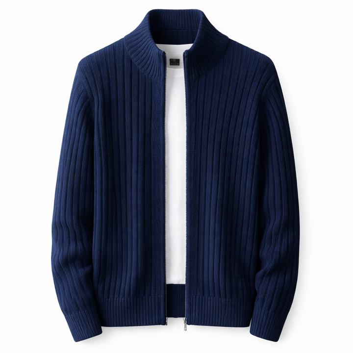 Bjarte - Ribbed Cardigan With Zipper