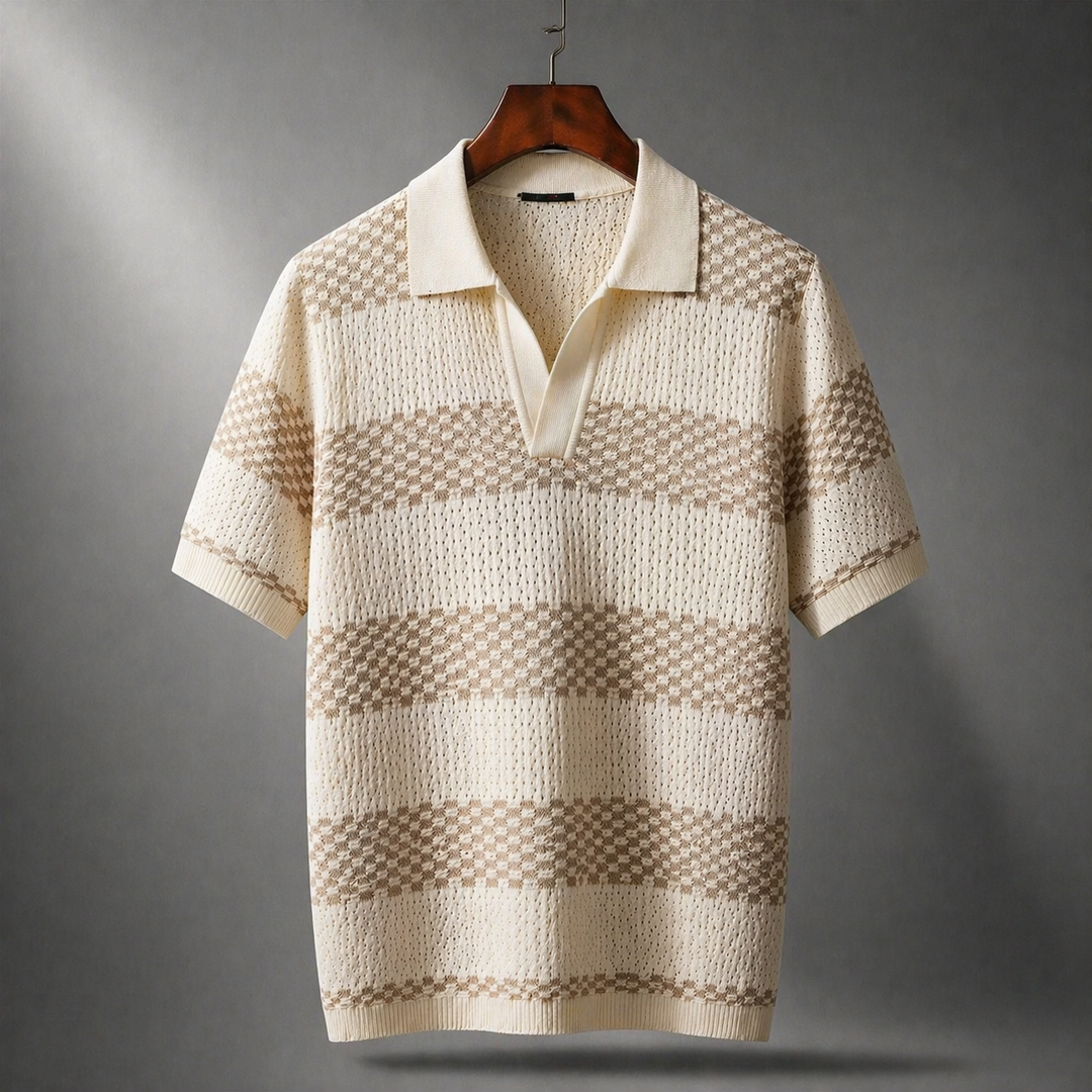 Leunard - Striped Knit Polo Shirt
