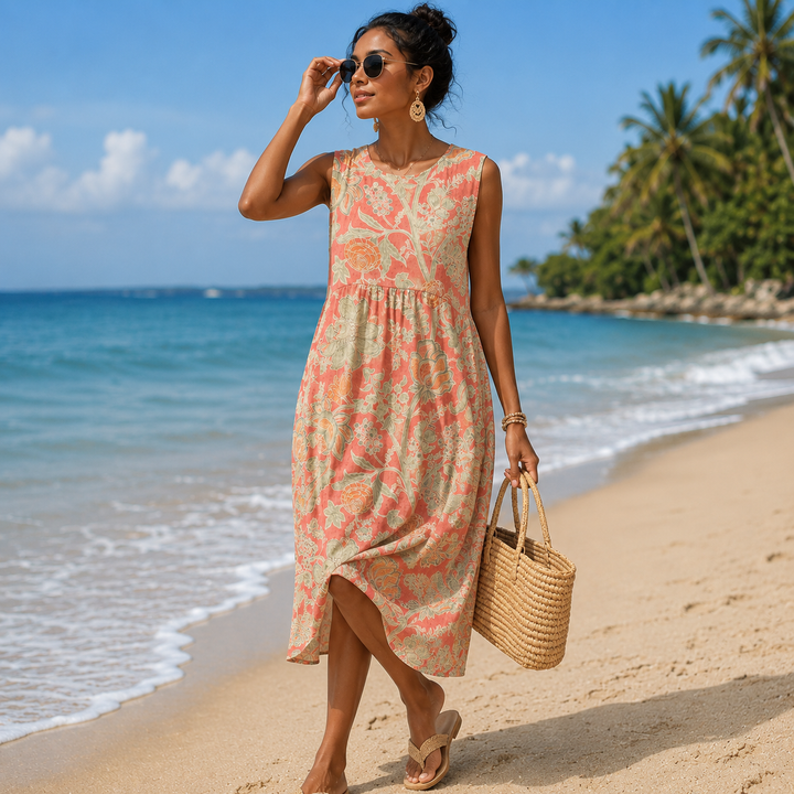 Kary - Sleeveless Summer Print Dress