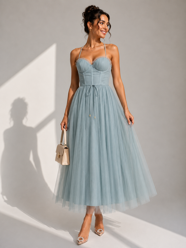 Chiyoko - Elegant Midi Dress With Open Back