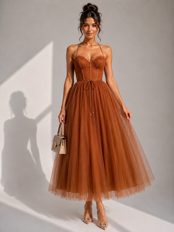 Chiyoko - Elegant Midi Dress With Open Back