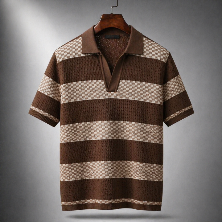 Leunard - Striped Knit Polo Shirt