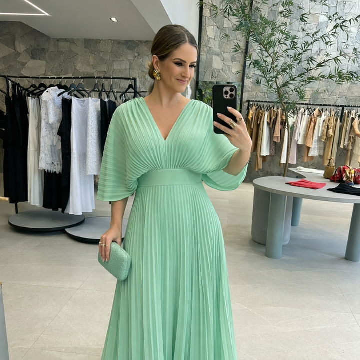Valerija - Vibrant Pleated Maxi Dress