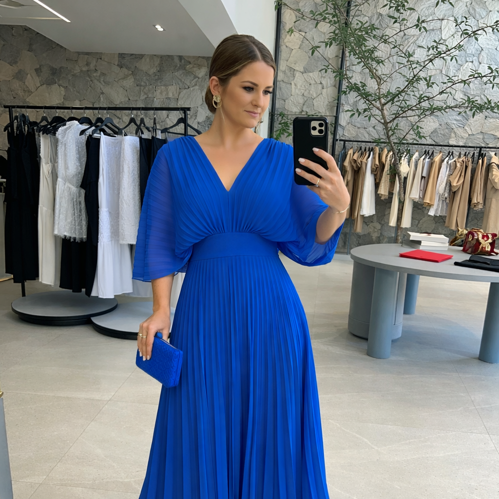 Valerija - Vibrant Pleated Maxi Dress