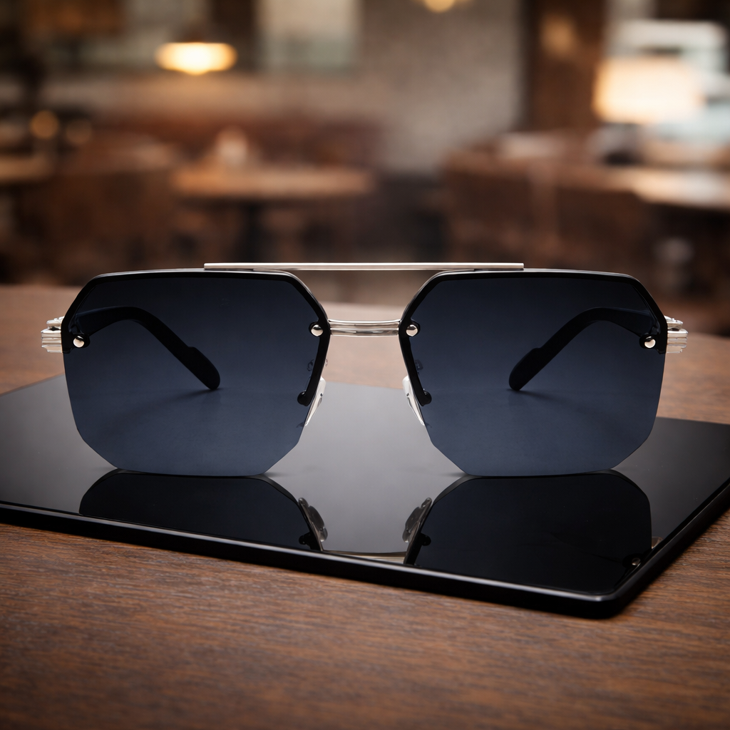 NoirEdge - Classic Half Frame Sunglasses