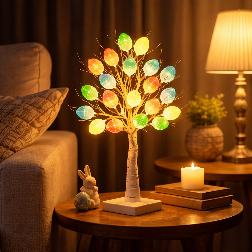 SpringAura - Colorful LED Easter Light Tree for Festive Home Decor