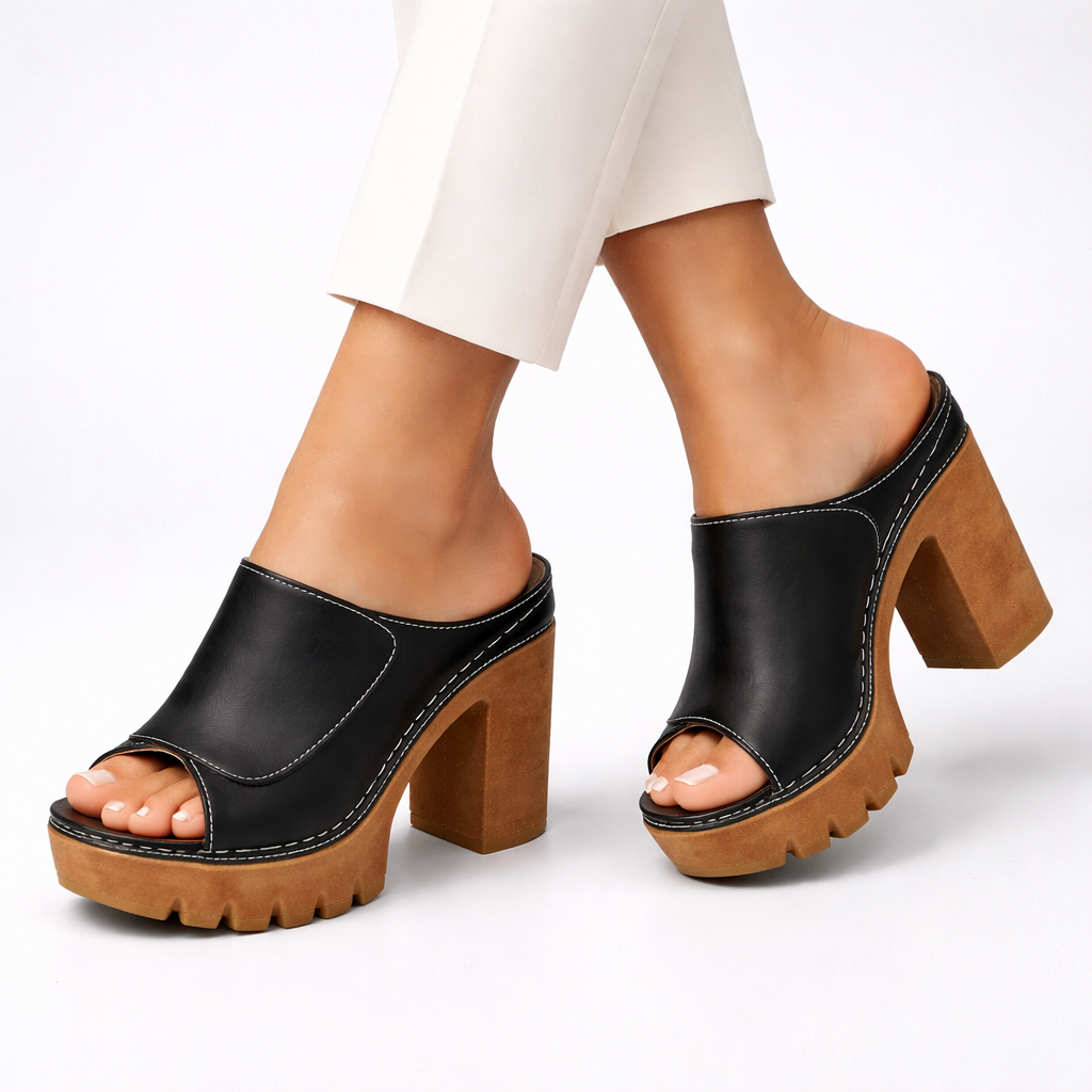 Nicolien - Open Toe Chunky Heel Sandals