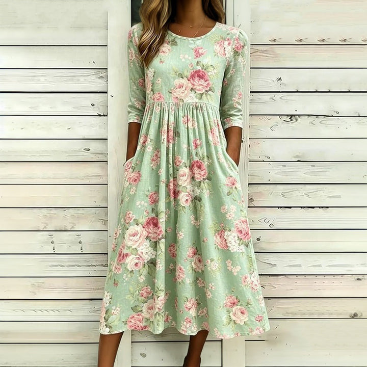 Liniza - Vintage Floral Print Dress