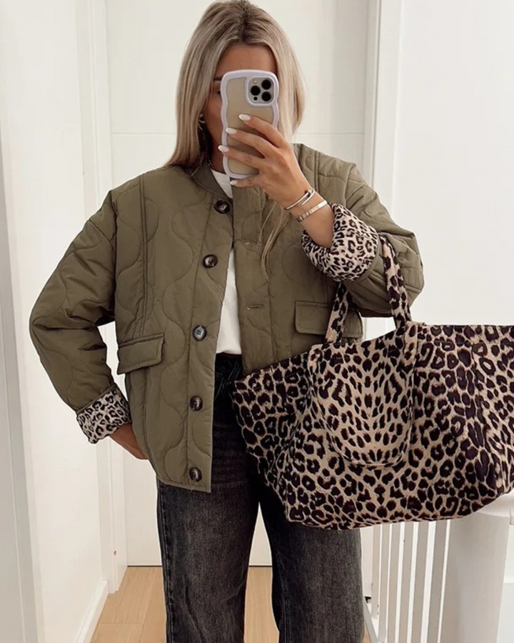 Jaerene - Elegant Leopard Print Lined Jacket