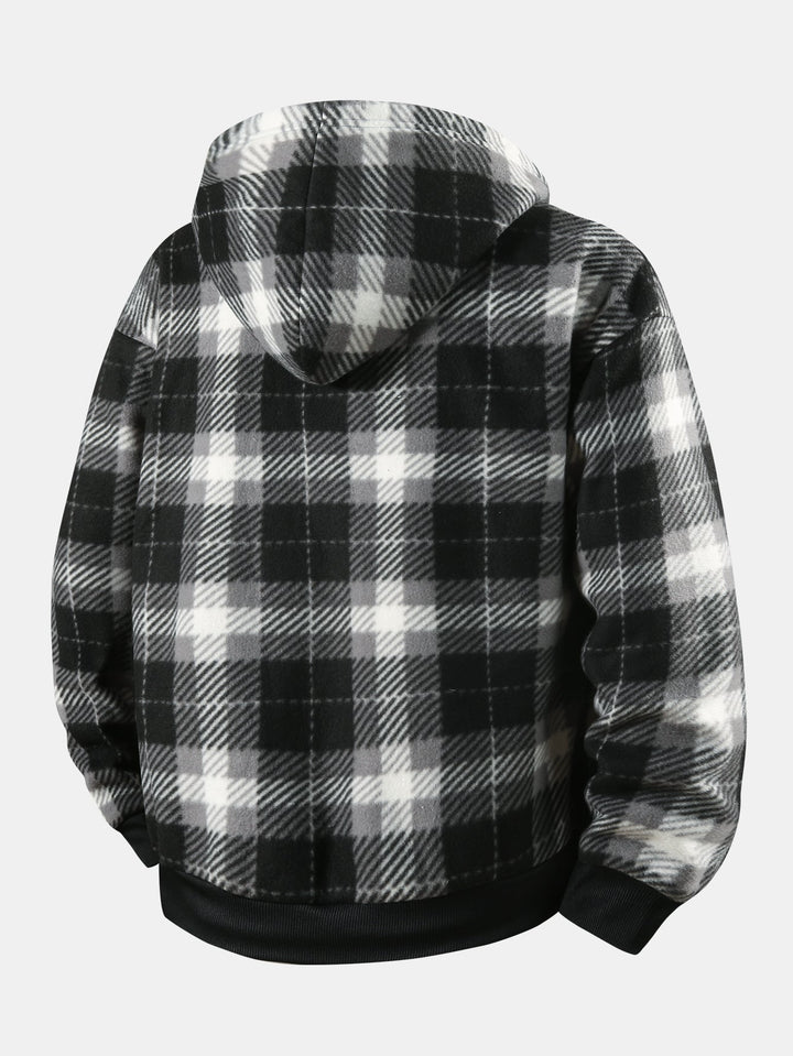 Ciaran - Teddy Lined Flannel Zip Hooded Coat