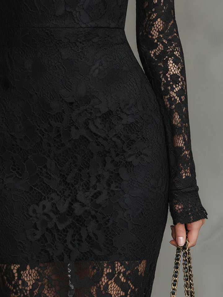 Yalissa - Long Sleeves Lace Maxi Dress