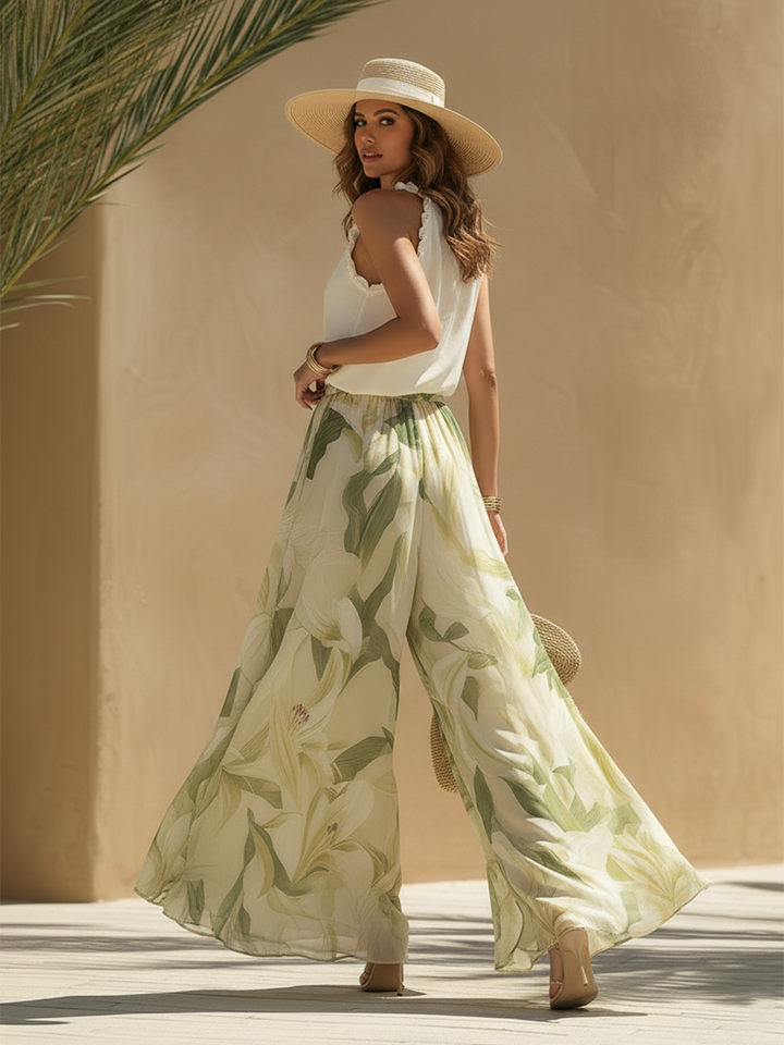 Mireella - Lily Print Flowing Two-Piece Set