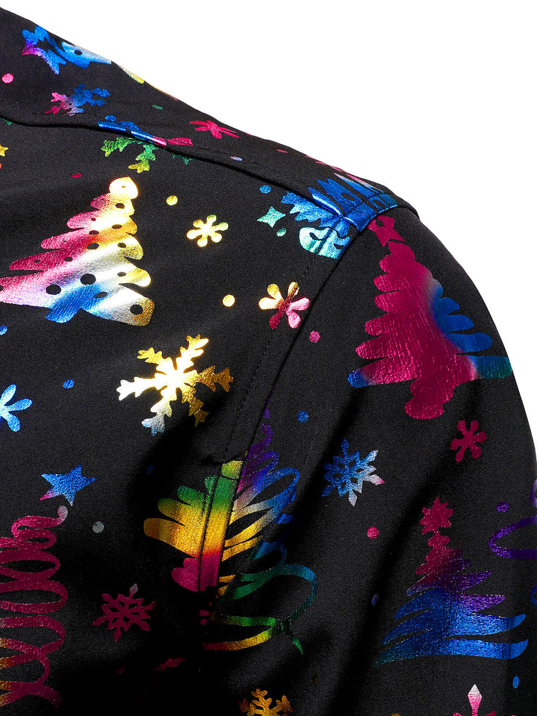 Barrett - Men's Gold Christmas Print Regular Fit Black Long Sleeve Shirt