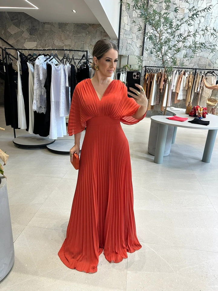 Valerija - Vibrant Pleated Maxi Dress