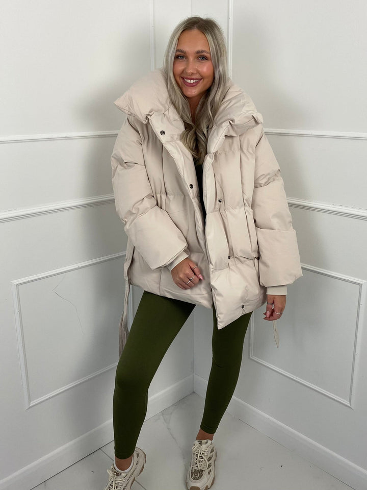 Heidie - Short Belt Pocket Puffer Jacket